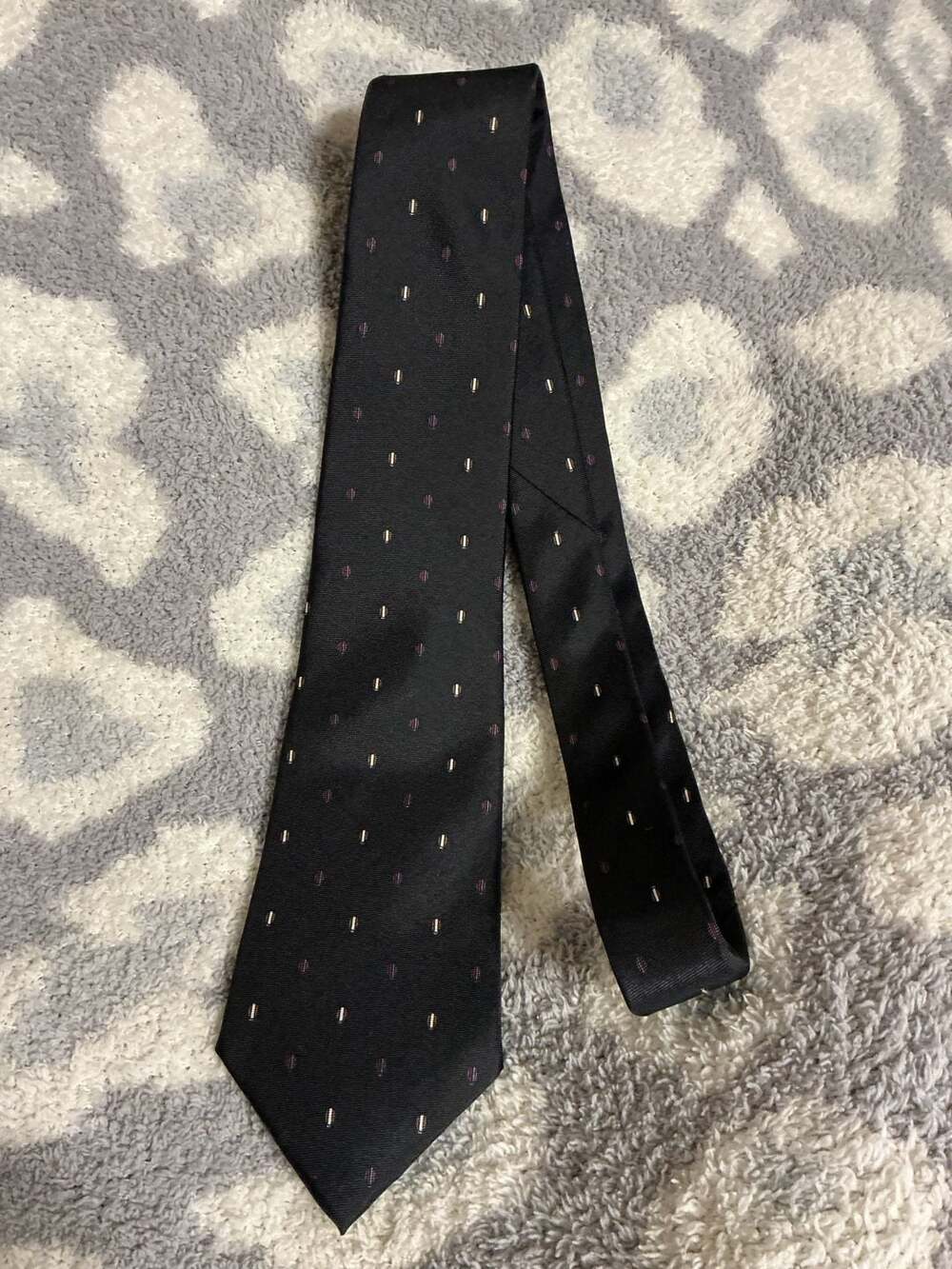 Christian Dior Silk Necktie Black Dotted Pattern